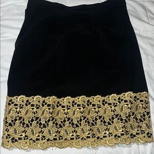 Chic Black Mini Skirt with Gold Lace by [Brand]